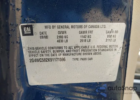 2009 Buick Lacrosse Cx из США, поврежденный, VIN 2G4WC582X91171596